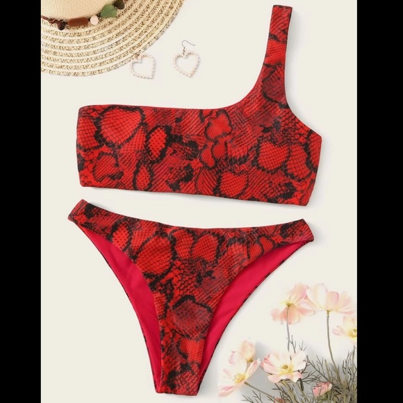 Other - Snakeskin One Shoulder Bikini
